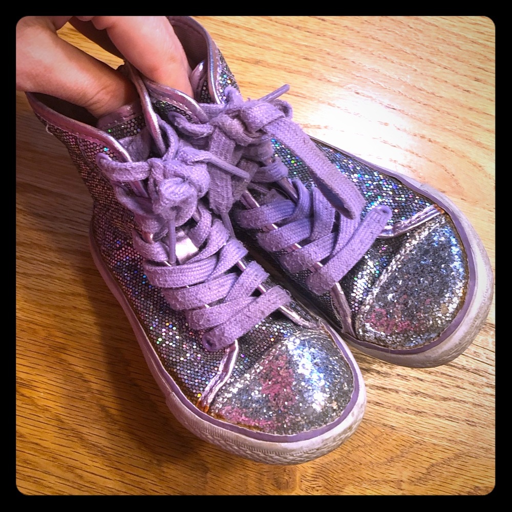 $9!!! Childrens Place sparkle high top sneakers, 8